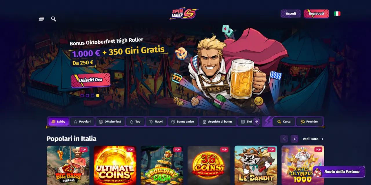 Spinlander Casino bonus Oktoberfest high roller giri gratis e slot popolari Italia