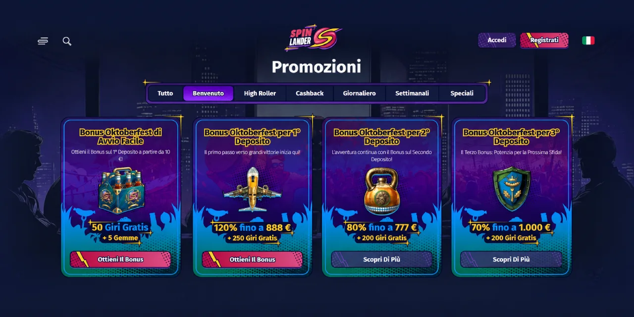 Spinlander Casino promozioni bonus benvenuto deposito e giri gratis Italia
