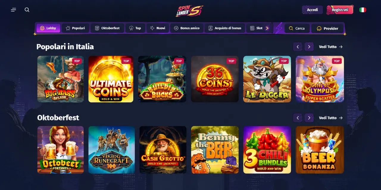 Spinlander Casino slot machine popolari in Italia e giochi a tema Oktoberfest